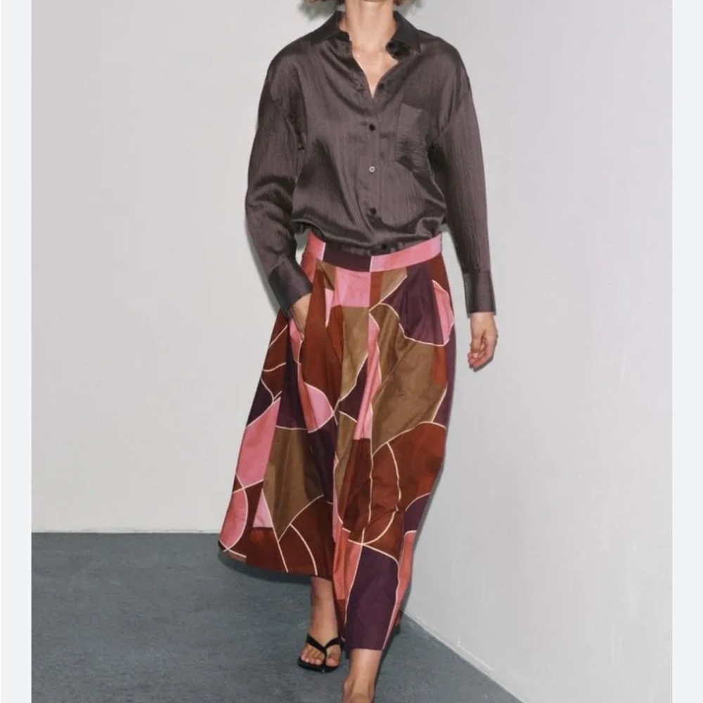 Zara NWT printed midi skirt ZW Collection 2183/048 - Picture 4 of 8